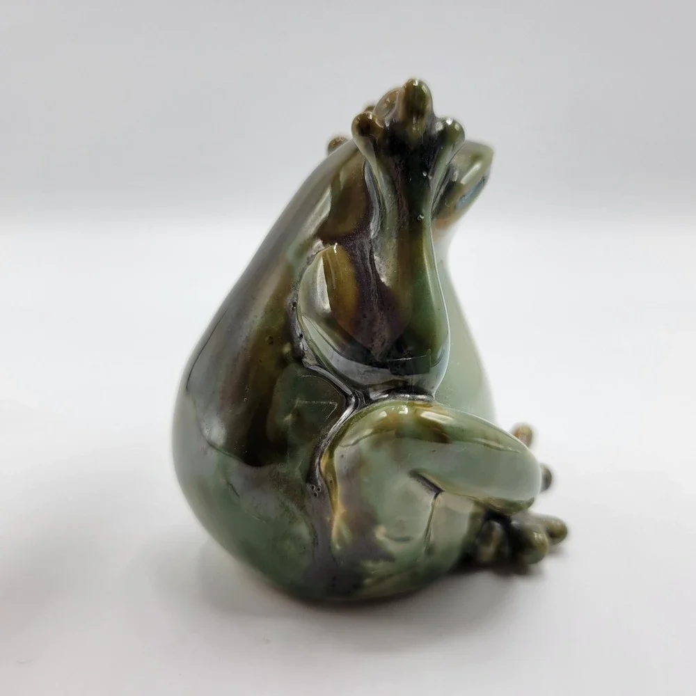 Ceramic Yoga Frog Statue Toad Gift Home Shelf Decor 2.75